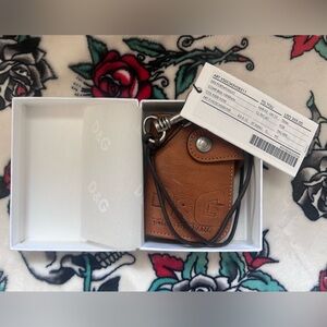 Dolce & Gabbana Portafoglio Leather Wallet with Leather Chain in Saddle Brown